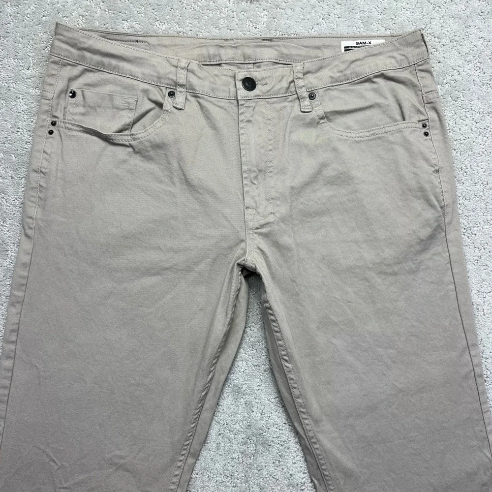 Buffalo David Bitton Jeans Mens 36x30 Sam-X Slim‎ Straight Stretch Khaki Beige